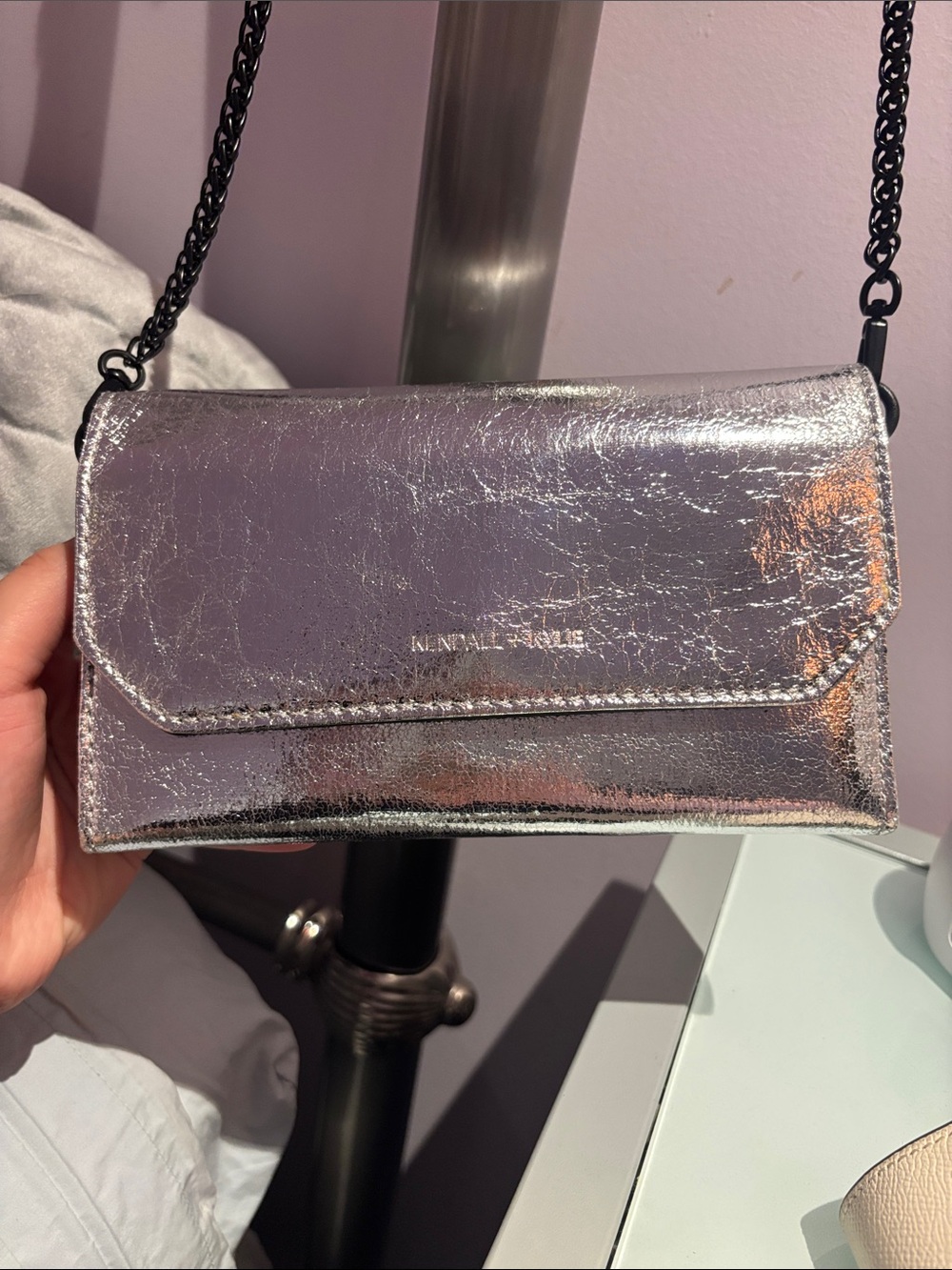 Kendall & Kylie Metallic Lavender Silver Crossbody